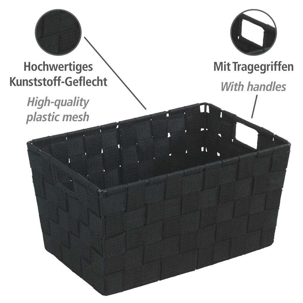 Panier de salle de bains Adria S, noir  plástico tejido
