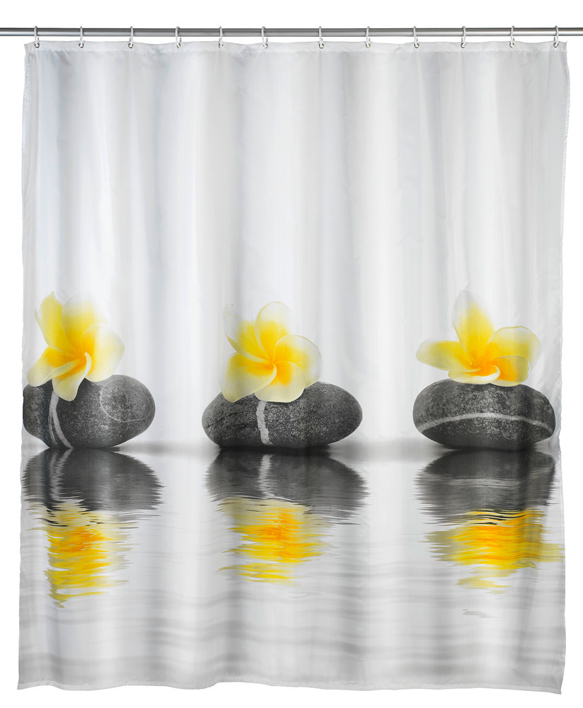 Rideau de douche Stones with Flower  lavable, 180 x 200 cm