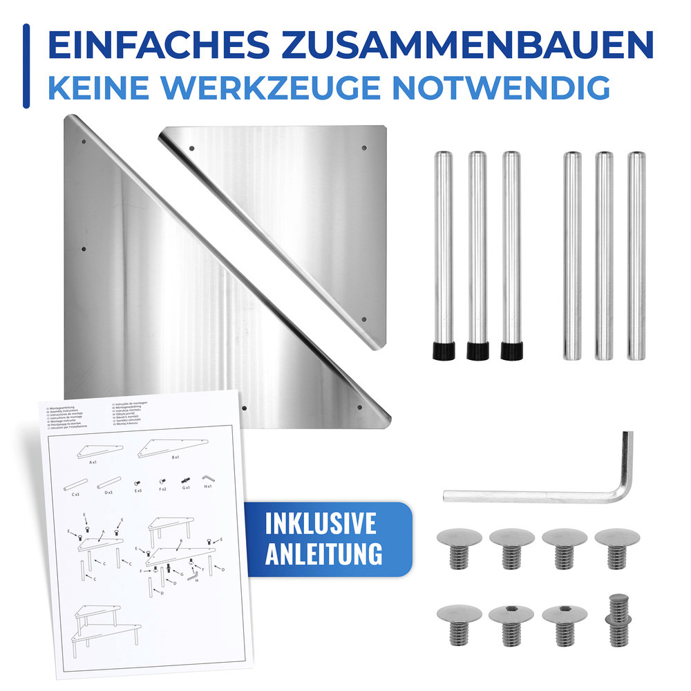 Étagère d'angle de cuisine Massivo Duo à 2 rayons  inoxydable