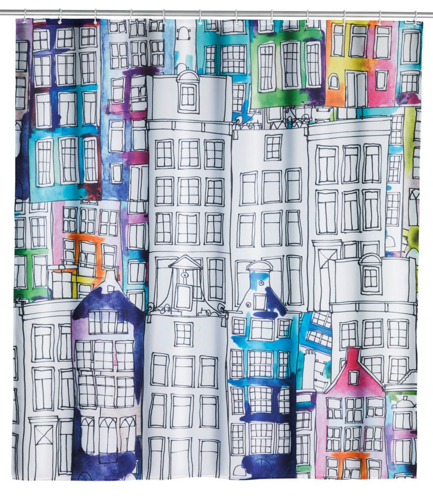 Rideau de douche original, waterproof,  rideau de douche 180x200 cm, Sunny City, polyester  Textile (Polyester), 180 x 200 cm, lavable