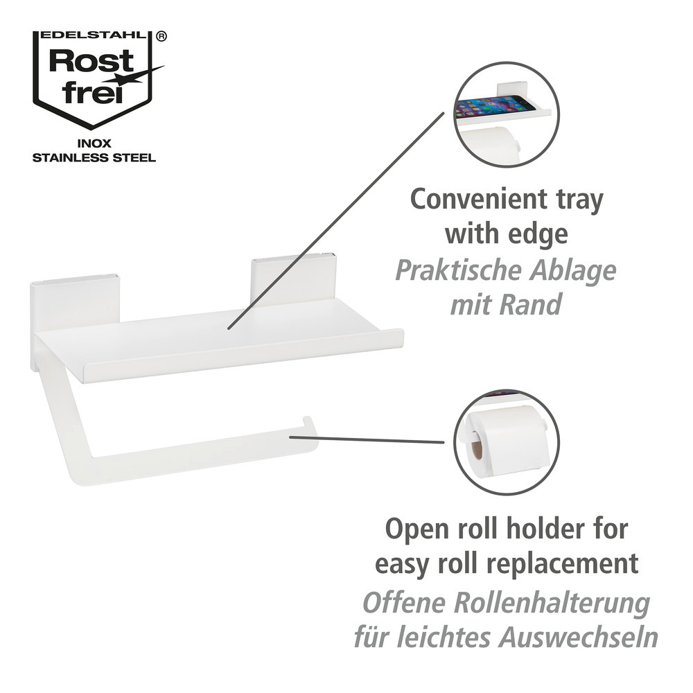 Distributeur de papier toilette Turbo-Loc® Ovaro Blanc mat  acier inoxydable, avec tablette