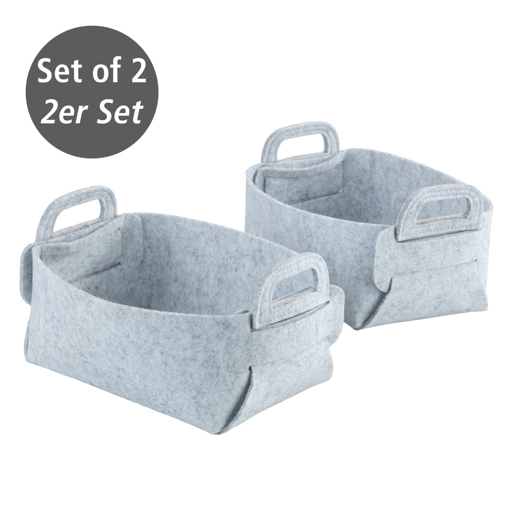 Panier en feutre Nina S Gris clair  Pliable et peu encombrant pour le rangement