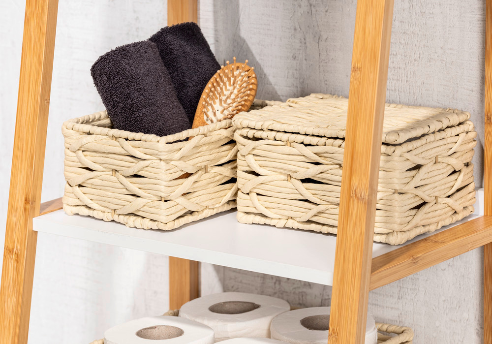 Boîte de rangement Vabriano Beige, avec couvercle  en papier tressé de qualité supérieure