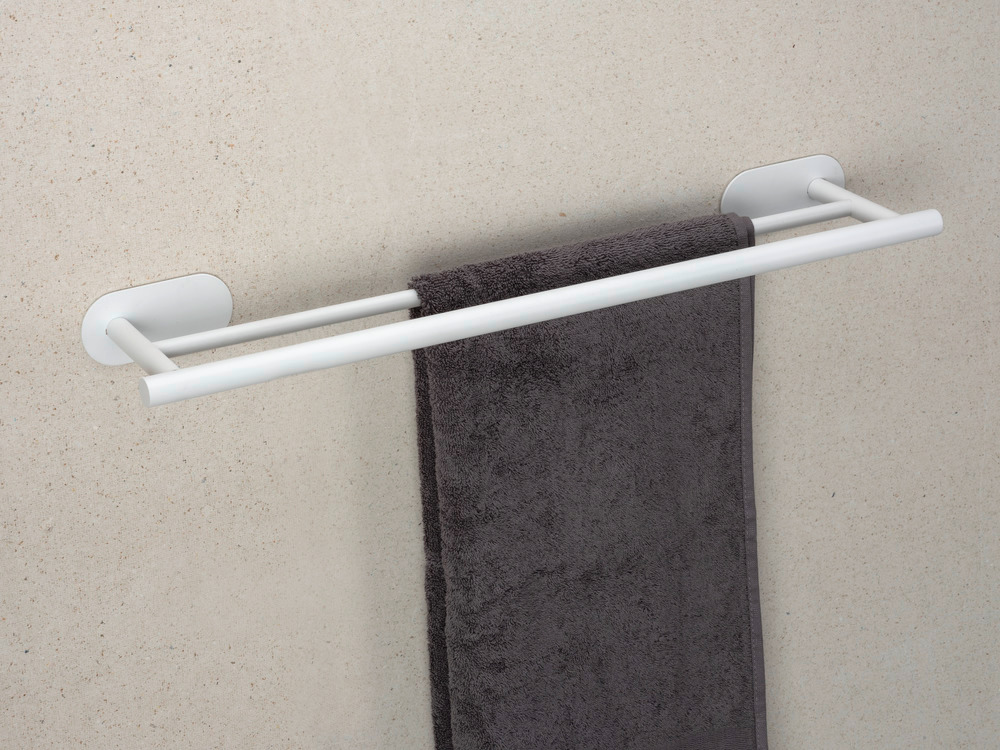 Turbo-Loc® Barre à linge de bain Duo Orea Blanc mat, 60 cm  en acier inoxydable