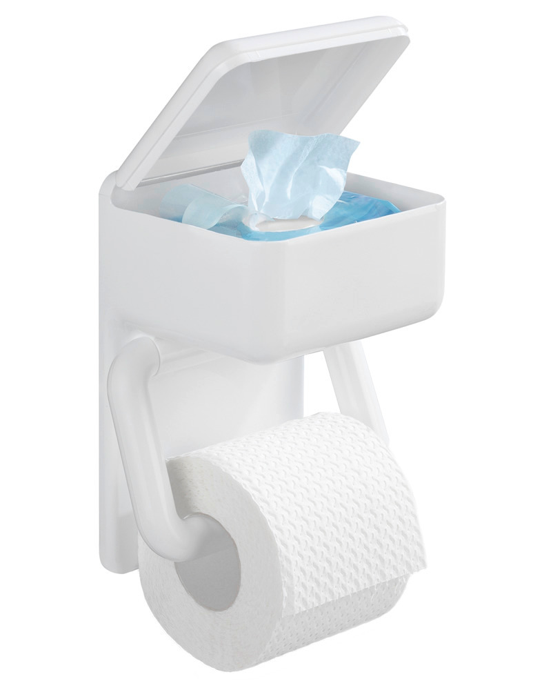 Porte-rouleau WC 2en1  avec rangement pour lingettes humides