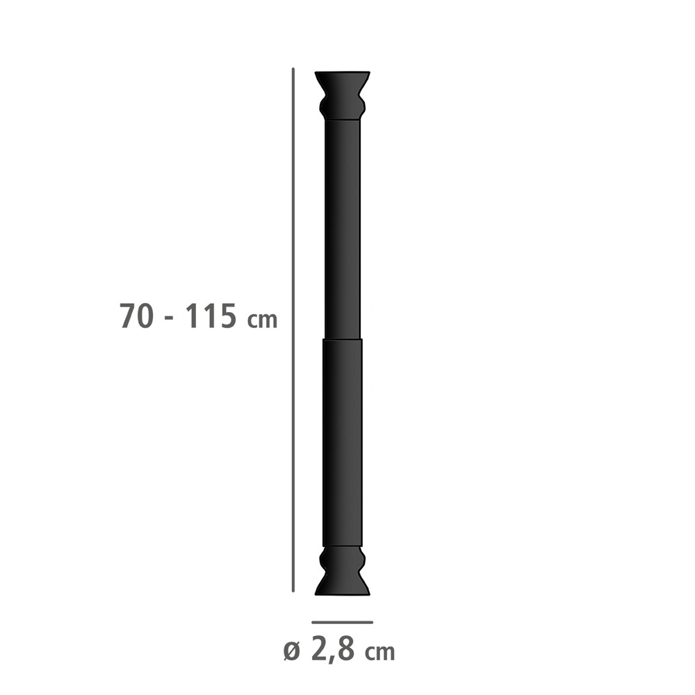 Barre de douche télescopique noir  aluminium, Ø 2 cm