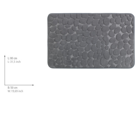 Tapis de bain Memory Foam Pebbles gris  polyester, 50 x 80 cm