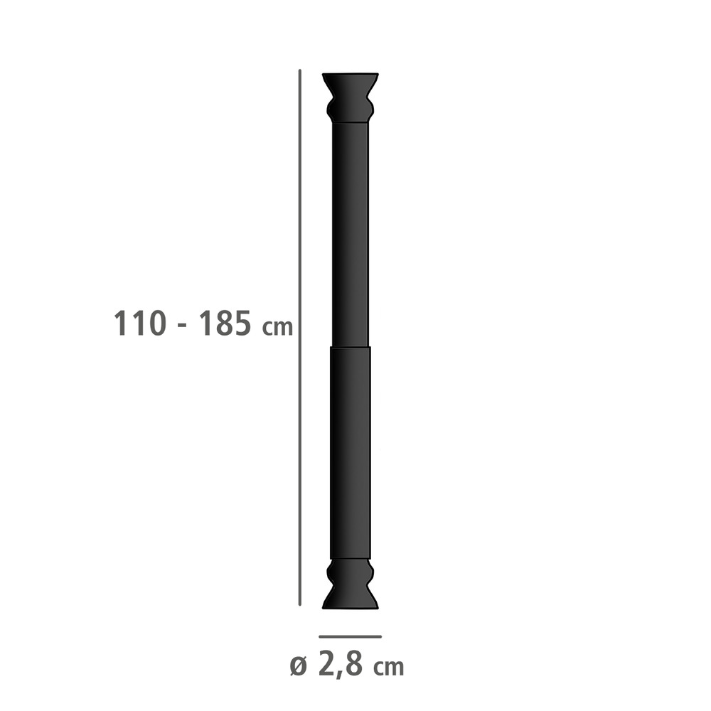 Barre de douche télescopique noir  aluminium, Ø 2 cm