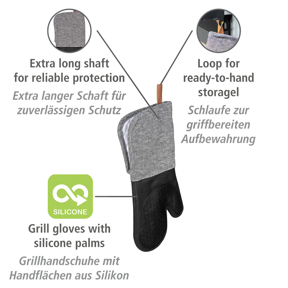 Gants cuisine en silicone Ada, lot de 2 pièces  surface de la paume en silicone