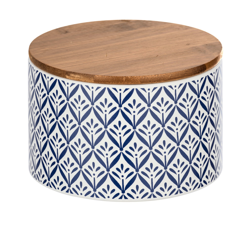 Boîte de rangement Lorca 0,75 l  Boîte en céramique au motif d'ornement méditerranéen bleu et blanc