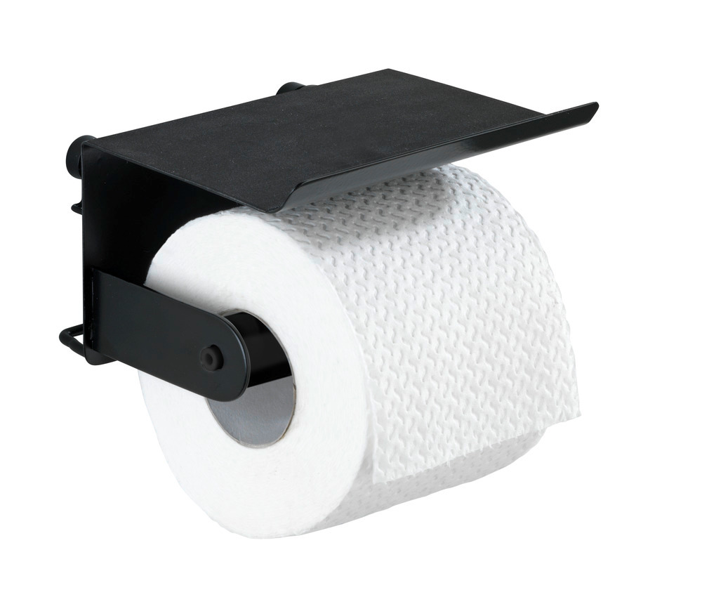 Dérouleur papier WC avec tablette Classic Plus noir  avec protection antirouille