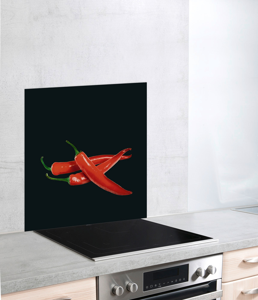 Fond de hotte, crédence cuisine verre "Hot Peperoni", 60x70 cm  Protection contre les éclaboussures pour la cuisinière ou l'évier