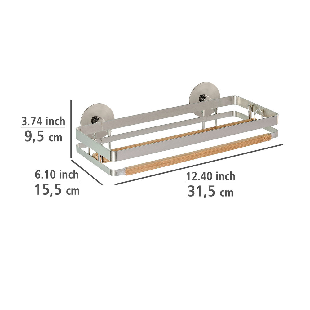 Porte essuie-tout mural sans perçage Premium, Porte sopalin mural fixation sans perçage avec adaptateur Turbo-Loc® inclus,   Acier - bambou, 30,5x7x1,5 cm, brillant - marron