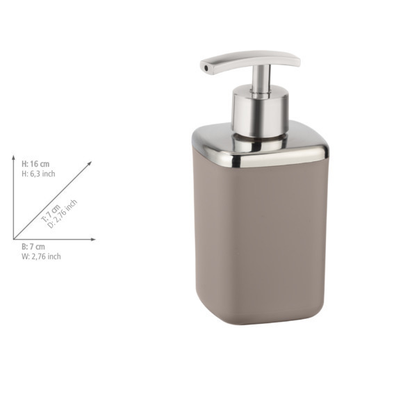 Distributeur de savon Barcelona taupe  plastique spéciale, incassable, 370 ml