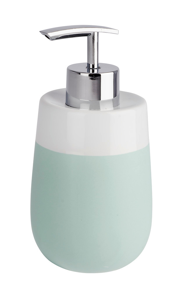 Distributeur de savon Malta menthe/blanc  céramique, 290 ml