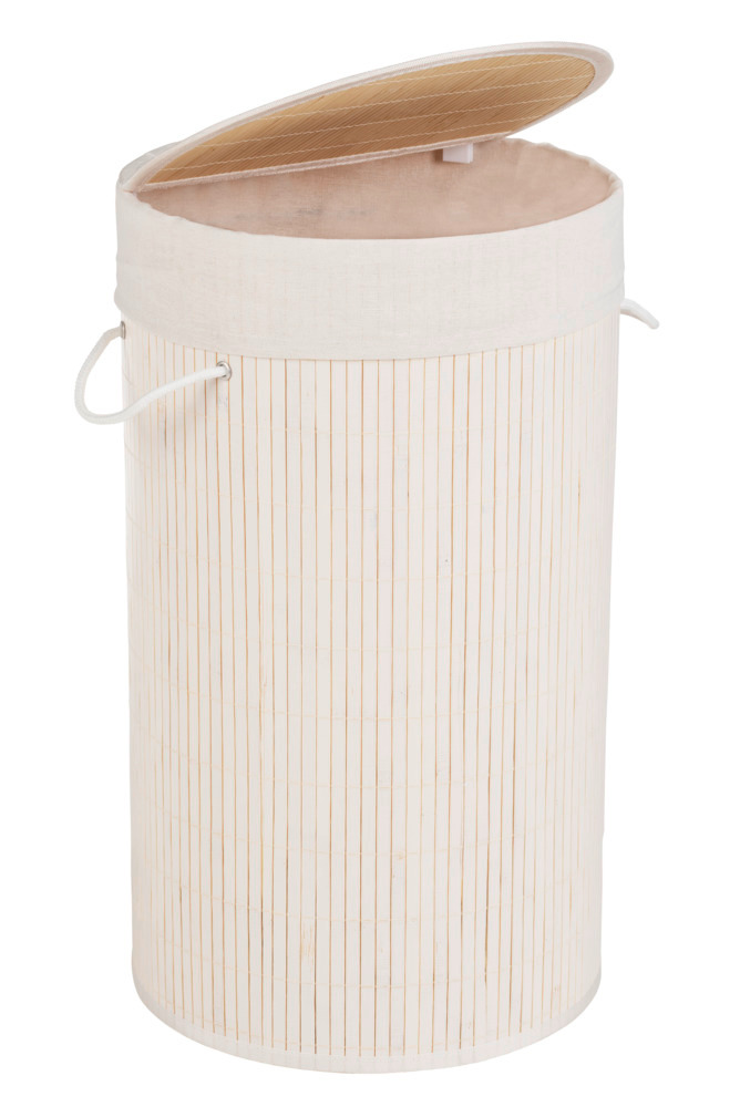 Panier à linge Bamboo rond blanc  capacité : 55 litres