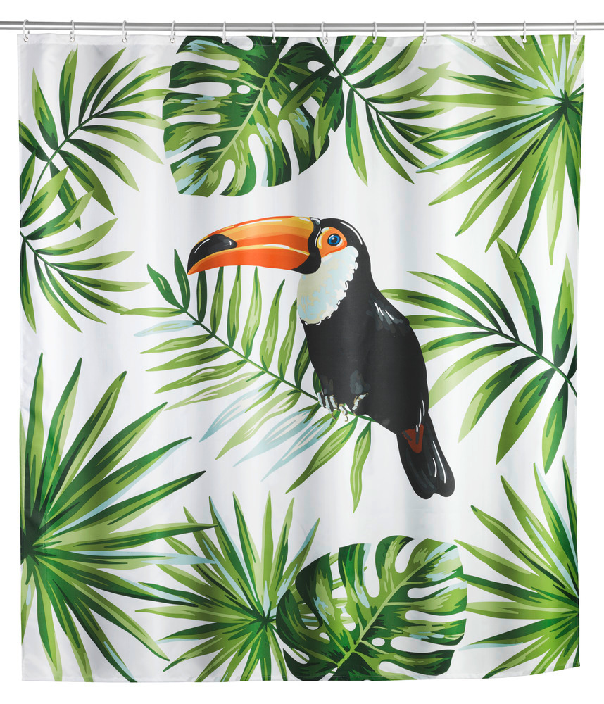 Rideau de douche Tucan  polyester, 180 x 200 cm, lavable