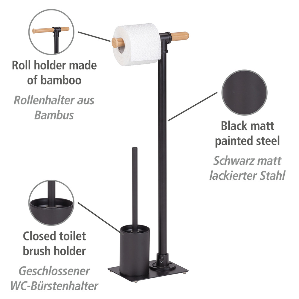 Ensemble pour WC sur pied Forli  porte-rouleau et brosse à WC incl.