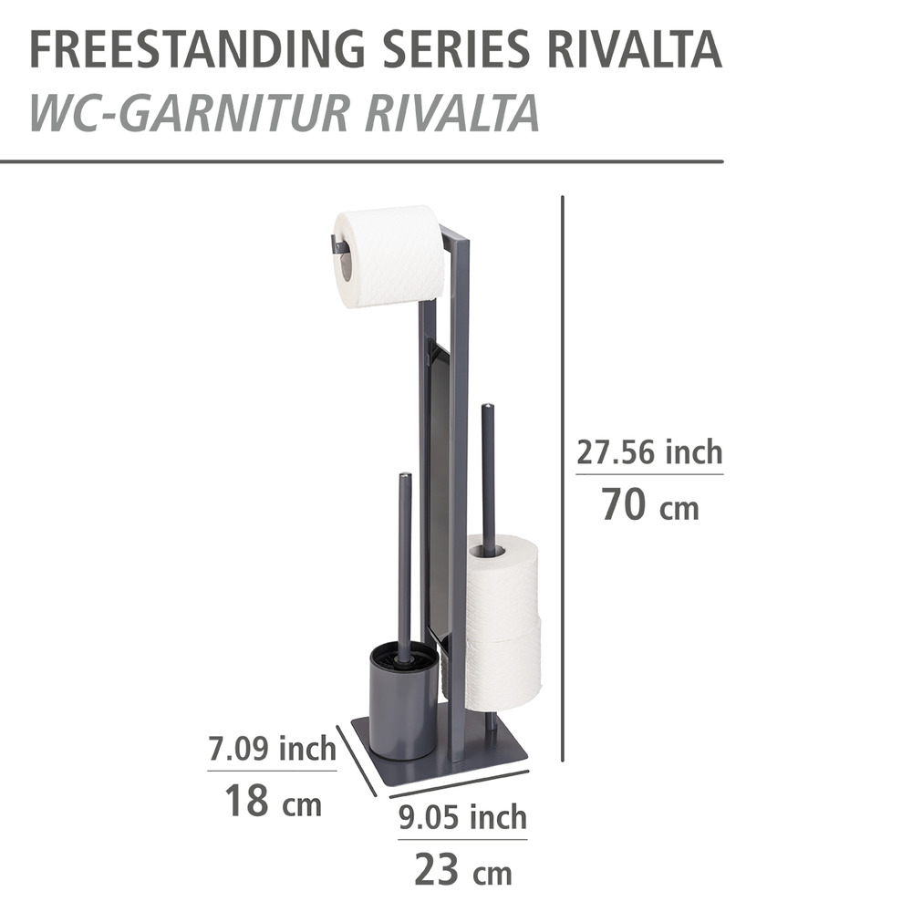 Combiné WC Rivalta, gris  Plaque en verre de sécurité