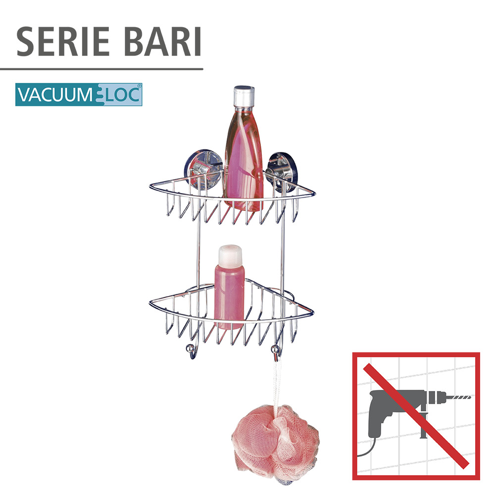 Vacuum-Loc® étagère d'angle à 2 niveaux Bari  fixer sans percer