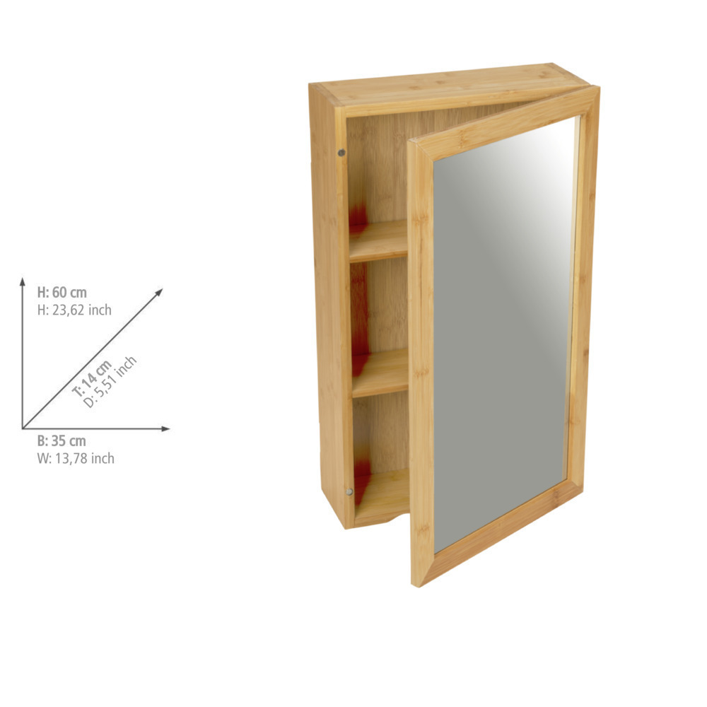 Armoire de salle de bain  Fermeture magnétique, poignée encastrée et deux étagères centrales