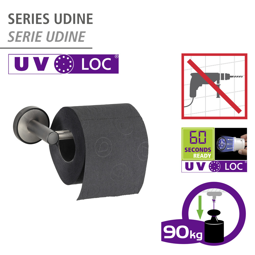 Distributeur de papier toilette UV-Loc® Udine  Fixation sans percer grâce à un système adhésif innovant