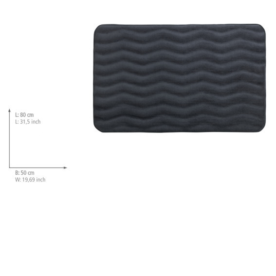 Tapis de bain Mémoire de forme Waves anthracite  polyester, 50 x 80 cm