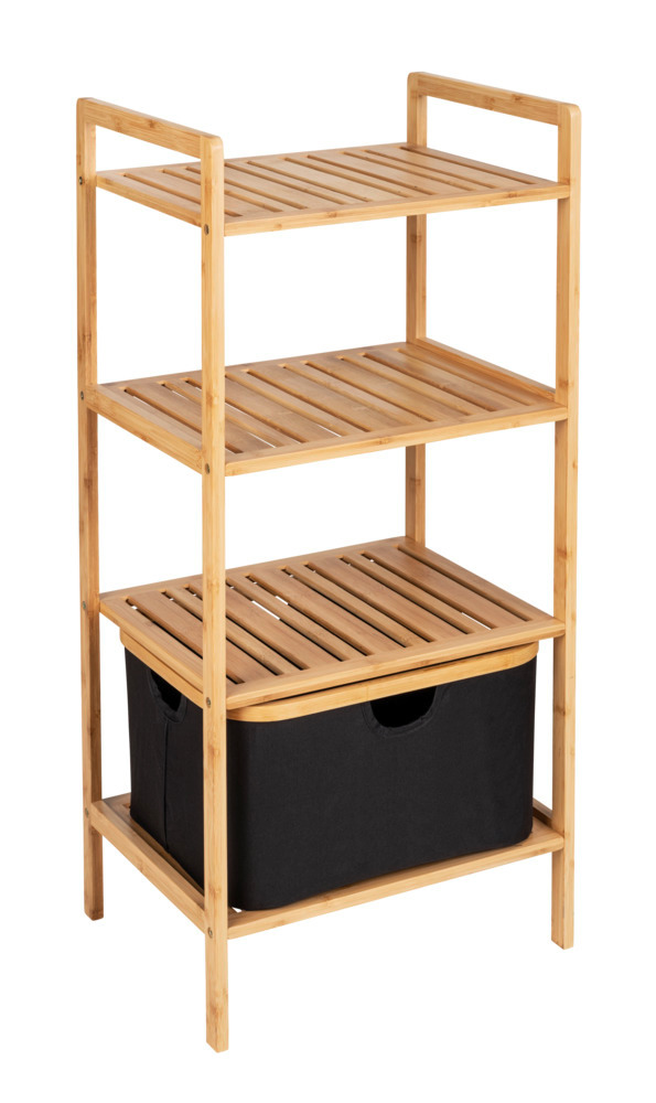 Étagère Ecori, 3 tablettes avec panier amovible  Bambou certifié FSC®, polyester recyclé