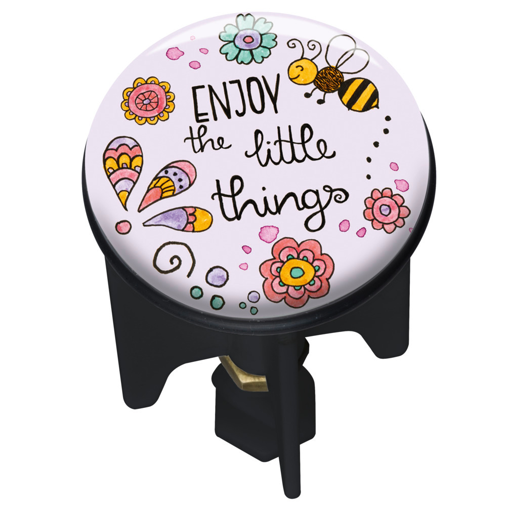 Bonde de lavabo Pluggy, Noir "Little Things"  Bouchon de lavabo réglable en hauteur