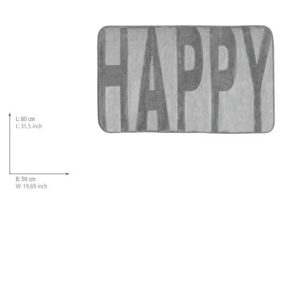 Tapis de bain Memory Foam Happy concrete gris  polyester, 50 x 80 cm