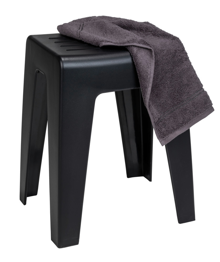 Tabouret salle de bain noir mat Kumba  avec panier à linge intégré