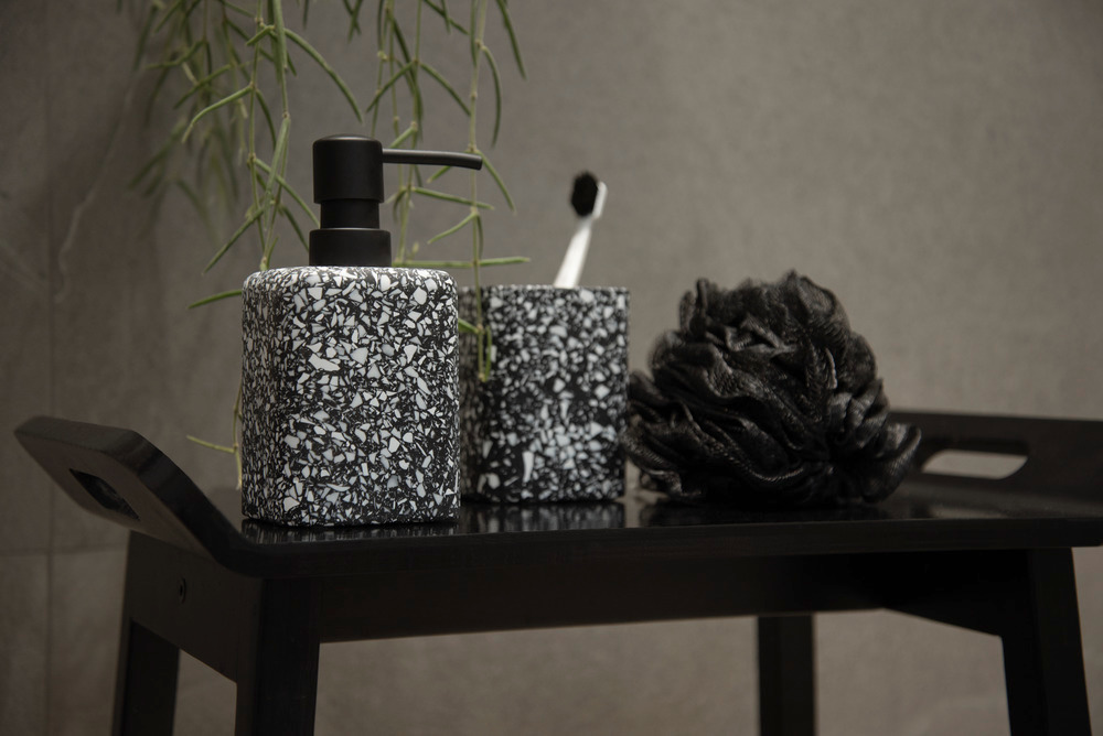 Distributeur savon liquide, Terrazzo, Noir  distributeur savon liquide