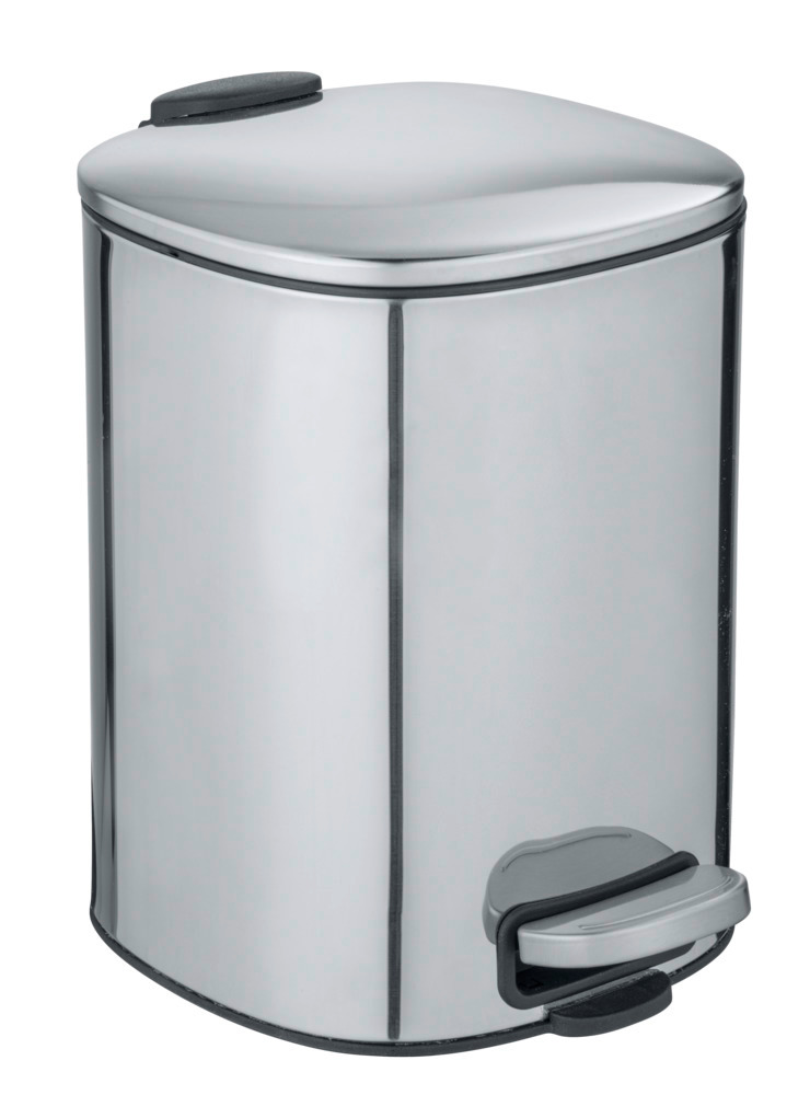 Poubelle à pédale Inox, petite poubelle salle de bain, 5L, Alassio, Brillant  petite poubelle salle de bain