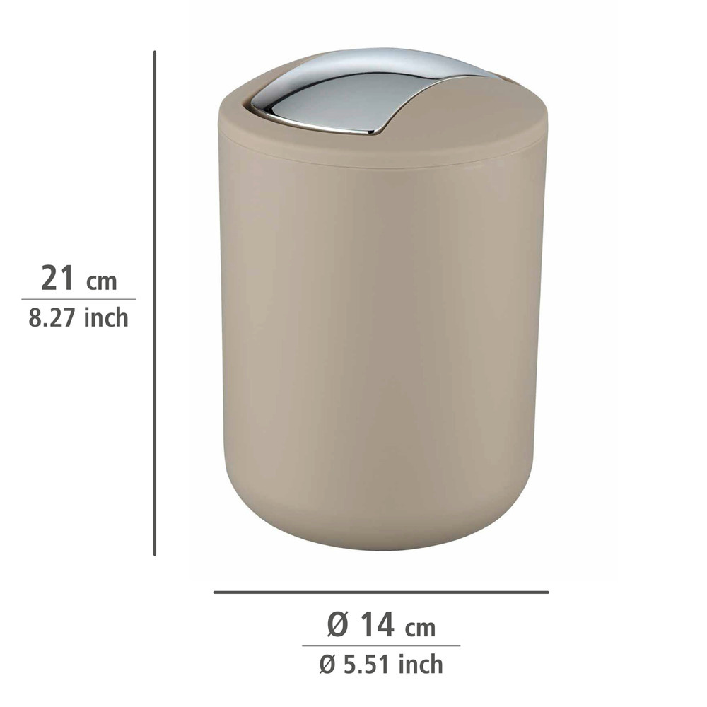 Poubelle à couvercle oscillant Brasil S taupe  2 l