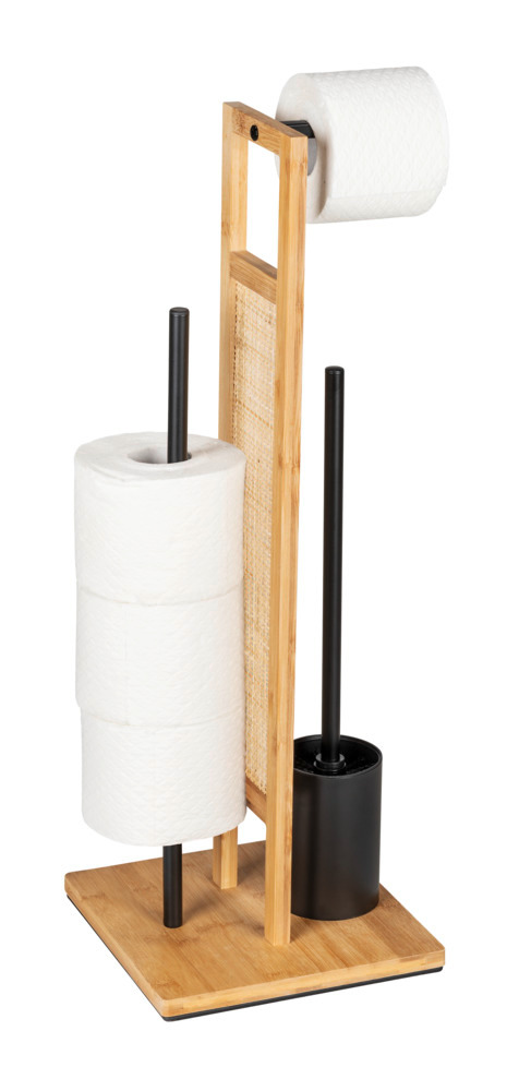 Porte-papier hygiénique BAMBUSA avec tiroir en bambou, noir, Wenko