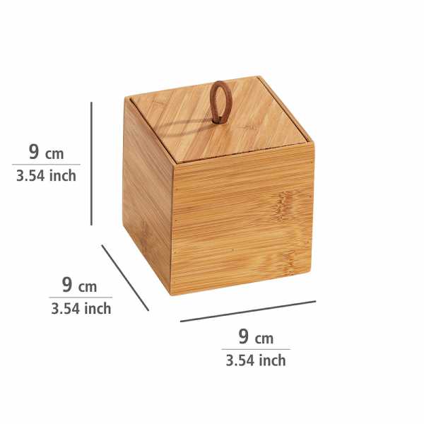 WENKO Boîte avec couvercle en bambou Terra L - Boîte de rangement, panier  de salle de bain Capacité: 1.72 l, Bambou, 22 x 7 x 15 cm, naturel