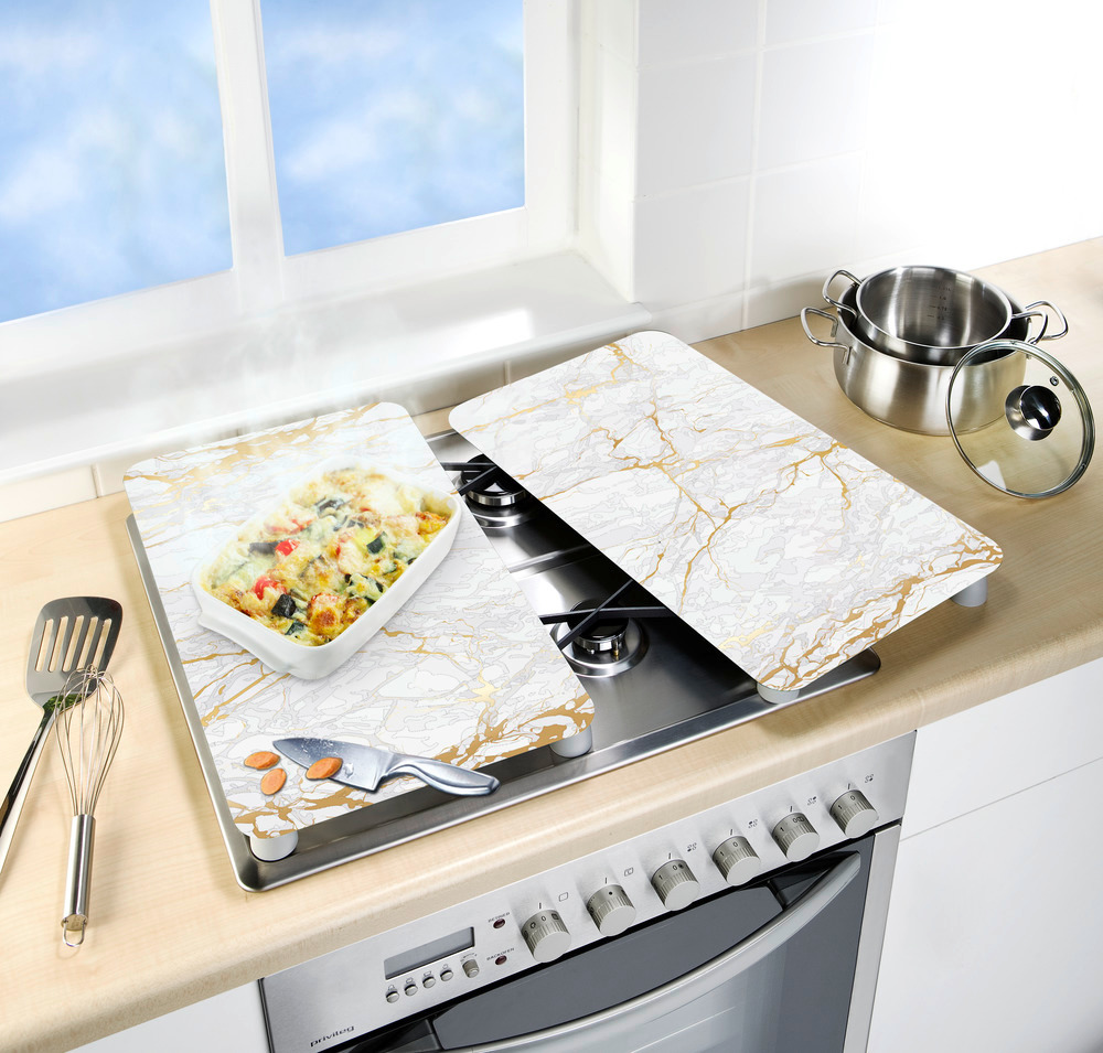 Plaques de protection en verre MACARONS pour cuisinière - set multi - 3  plaques, WENKO, WENKO