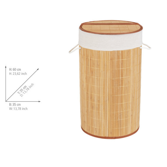 Panier à linge - Bambou véritable - avec couvercle - 55 L WENKO