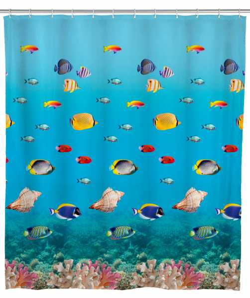 WENKO Rideau de douche Original Ocean, rideau de douche 180x200 cm,  hydrofuge, PEVA, Multicolore