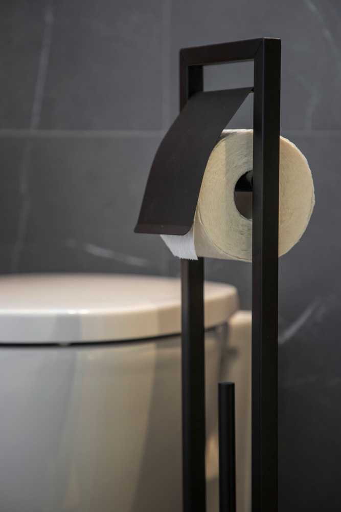 Serviteur WC 2en1 avec dérouleur papier toilette et brosse WC