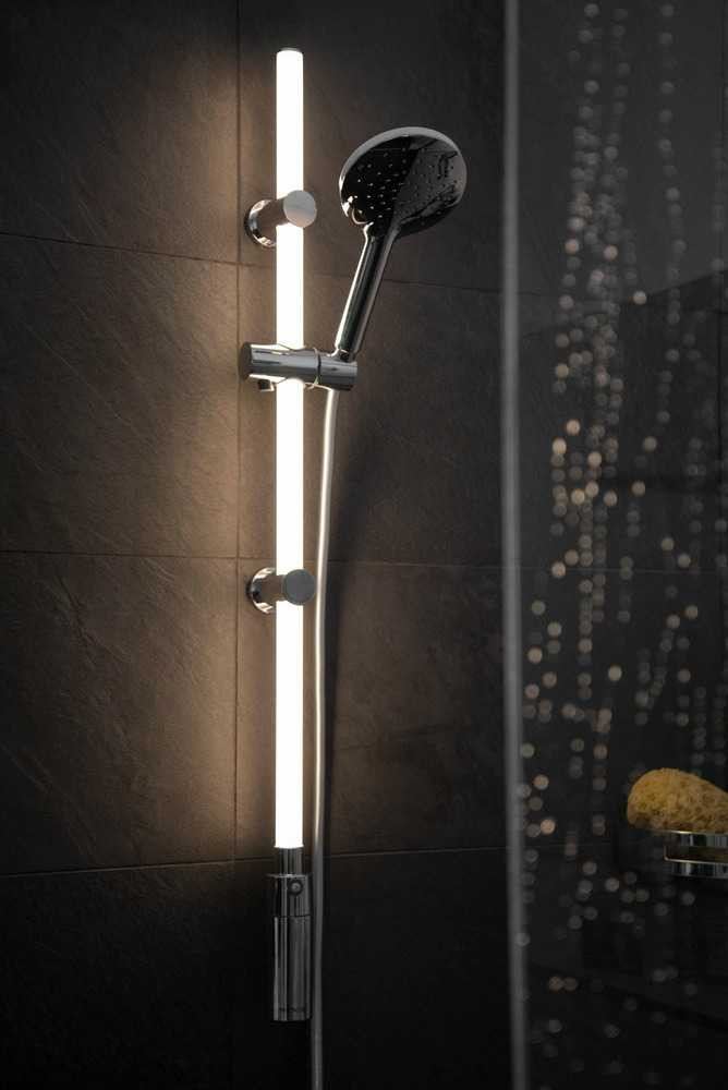 Ensemble Barre de douche à LED 74 cm blanc chaud