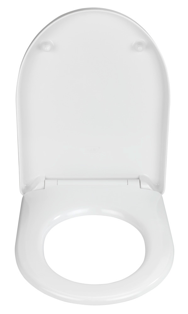 WENKO Abattant WC familial Delos, abattant WC avec réducteur intégré, frein  de chute, fixation inox, duroplast antibactérien, 37,5x44,5 cm, blanc