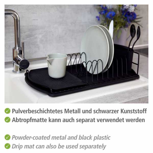 Egouttoir à vaisselle avec bac design métal Drip - Noir