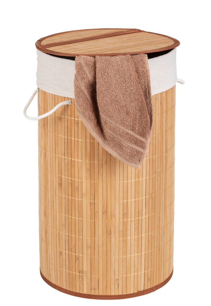 WENKO Panier à linge Bamboo, corbeille à linge avec sac à linge sale  amovible, capacité 55L